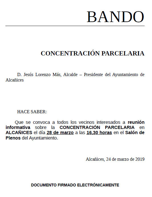 Reunión Informativa Concentración Parcelaria de Alcañices
